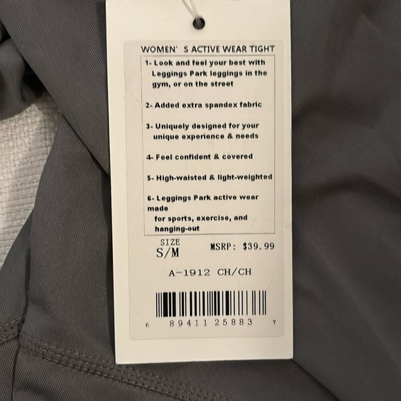 Legging Park Gray High Waisted Leggings with White Stripes Size Small - Picture 7 of 7